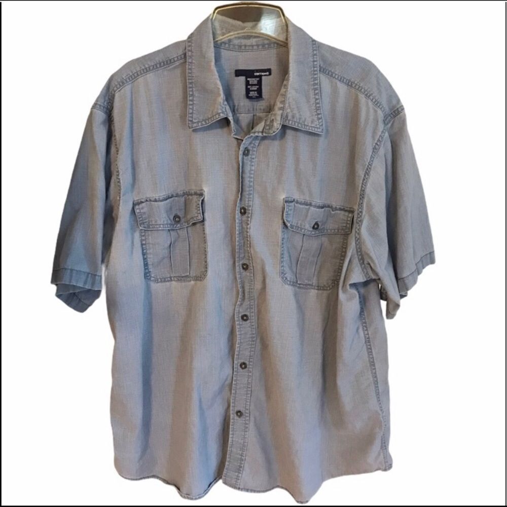 Basic Editions 2XL Blue Cotton Shirt